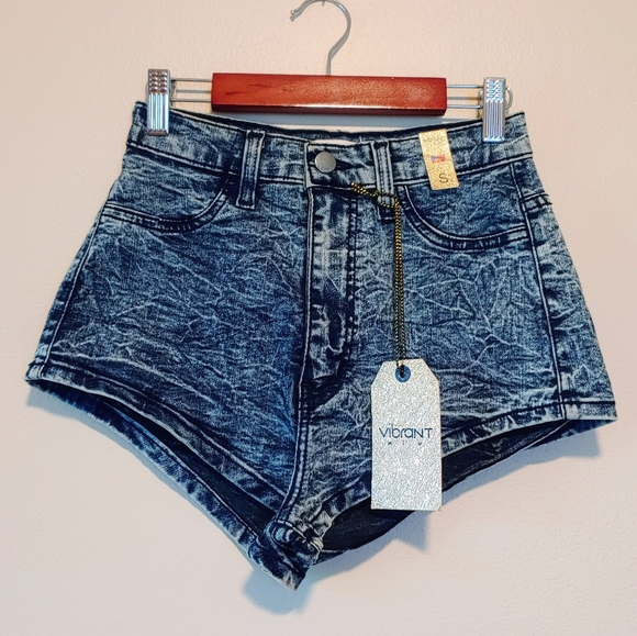 Vibrant Pants - Vibrant short shorts booty acid washed denim nwt